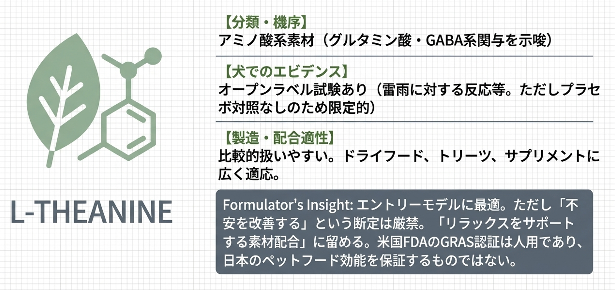 L-テアニンの特徴と配合実務